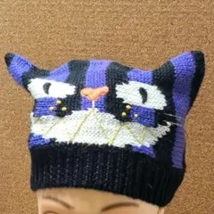 猫プリント ドット柄 ベレー帽 - メルカリ