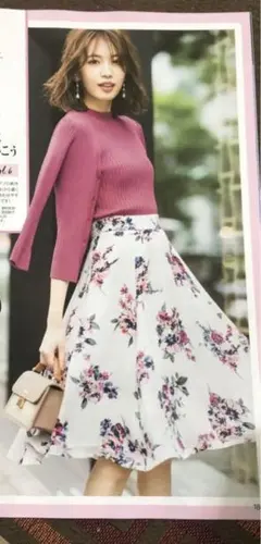 Apuweiser-riche　花柄　フレアスカート　ホワイト　S