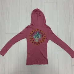 ヒステリックミニ フード付ロンT ピンク 120バックプリント メロウ裾