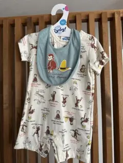 未使用品 80サイズ おさるのジョージ ロンパース スタイ付き