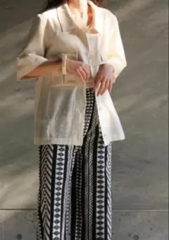 切り替えシアーシャツ アイボリー 半袖　antiquaのサムネイル