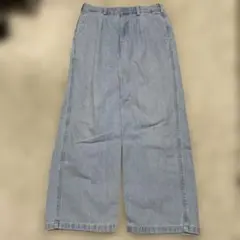 ライトブルーデニム ワイドレッグパンツ
