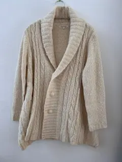 アイボリー　ケーブルニットカーディガン 38サイズ（M〜L）