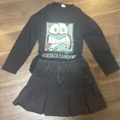 デニム プリーツスカート M 黒