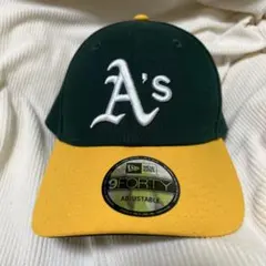 New Era 9FORTY キャップ アスレチックス ダークグリーン/イエロー