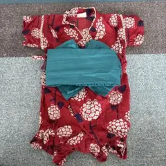 BREEZE 赤い花柄甚平 80サイズ 帯付き