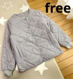 ライトグレー　キルティング　ジャケット　アウター　フリー　美品