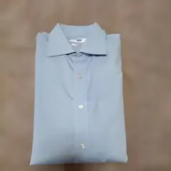 ユニクロ　スーパーノンアイロンスリムフィット青 長袖シャツ Mサイズ