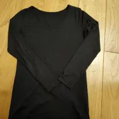 UNIQLO HEATTECH リブクルーネックT 長袖 ブラック M