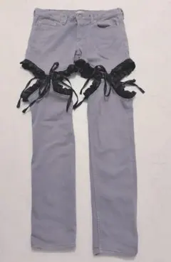 lillilly♡リルリリー　カットアウトリメイクデニムパンツ　グレーのサムネイル