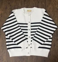 【新品未使用】ナノ・ユニバース　白×黒ボーダーカーディガン