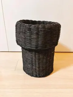 【美品】カゴ製ゴミ箱 焦茶
