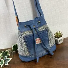1057〉デニムリメイク ワンショルダーボディバッグ ハンドメイド