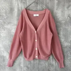 SLOBE ピンク Vネック ニットカーディガン