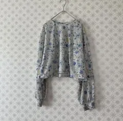 ローズティアラ【極美品】ベロア調 花柄 チュニック ブラウス 42 