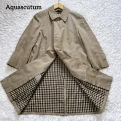 アクアスキュータム コート コットン ベージュ チェック AQUA5 英国製 L