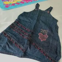 お値下げ。papp パプ　デニムジャンパースカート 130センチ　フリル付き