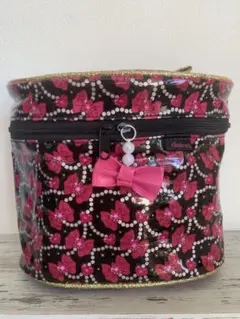 Claire's ポーチ 黒 ピンク リボン