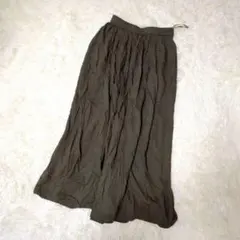 UNIQLO ギャザースカートパンツ ロング丈 ダークグレー XS ワイド