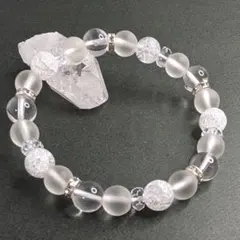 【在庫整理セール】3種の水晶 ボタンカット ブレスレット 約8mm 天然石