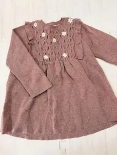 ZARA ベビー　花柄　フリルニットワンピ　90