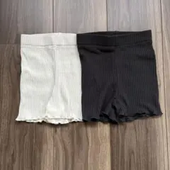 ペアマノン 1分丈リブレギンス ホワイト ブラック 2枚セット