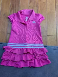 adidas ピンク ポロワンピース 半袖 フリル
