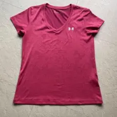 Under Armour 濃ピンク Vネック Tシャツ L ヨガフィットネスジム