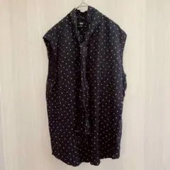 ユニクロ トップス ブラウス シャツ ノースリーブ ドット柄 ネイビー XL