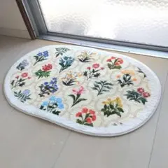 花柄　玄関マット　バスマット　滑り止め付　80cm×50cm　かわいい　オーバル