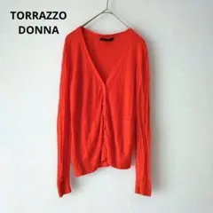 トラッゾドンナ Vネック カーディガン オレンジ レーヨン100% 神戸ドリーム