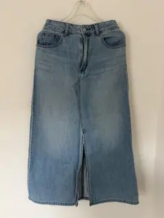 デニムロングスカート ライトブルー フロントスリット GU ジーユー