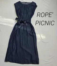 【ROPE' PICNIC】デニムブルー半袖カットソーロングタイトワンピース