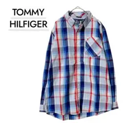 トミーヒルフィガー チェックシャツ 長袖 刺繍ロゴ マルチカラー キッズXL