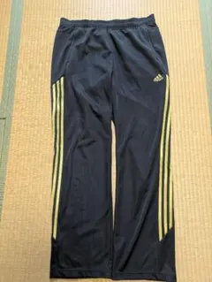 値下げadidas ストライプジャージパンツ 黒/黄　サイズXO