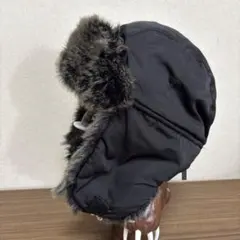 H&M フライトキャップ 黒 ファー付き