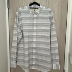 AIGLE 爽やかなグレー系ボーダー長袖シャツ XL