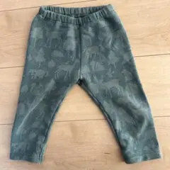 動物柄緑色パンツ（後ろポケット付き）　80センチ　アニマル柄　グリーン