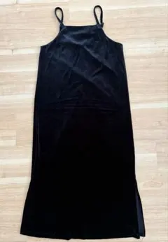 GU ブラック ベロアキャミワンピース ロング