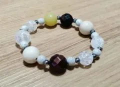 ハンドメイド　天然石ブレスレット　④　イエロー　ブラウン　テラヘルツ　北投石