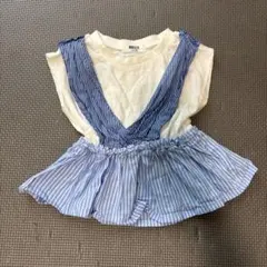 BREEZE ストライプ柄フリル付きTシャツ 80