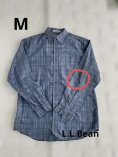 L.L.Bean 長袖シャツ チェック柄 青系　Mサイズ 破け穴有り