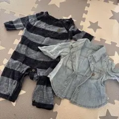 GAP ストライプロンパースとデニムシャツセット 0-3ヶ月