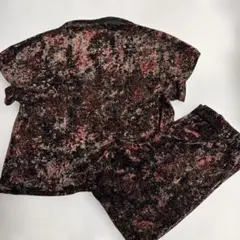 フラワープリント ベルベット風 セットアップM〜L