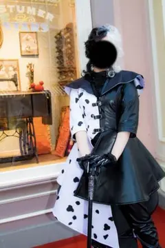 クルエラ　コート 手袋(+ウィッグ、ウィッグネット、靴) Dハロ 衣装 クルエラ 衣装 Dハロ 仮装 ウィッグセット ウィッグキャップ付き