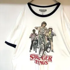 Stranger Things NETFRIX Tシャツ 白 紺色 メンズ XL
