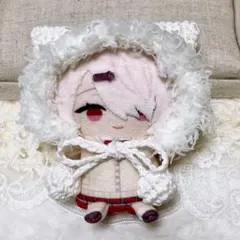 10㎝ちびぐるみ にじぱぺ ぬい服 うさ耳ボンネット さくらんぼピンク5
