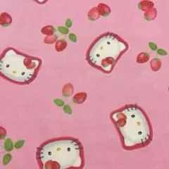 【希少】ハローキティ　レトロ　はぎれ　布生地　サンリオ　いちご　レア　平成初期