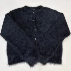 GU シャイニークルーネックカーディガン ブラック M