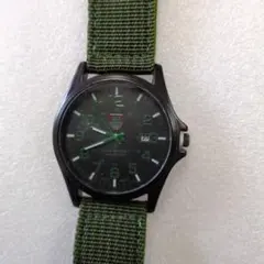 新品　未使用　カジュアル　ミリタリーアナログ腕時計 グリーン ナイロンストラップ